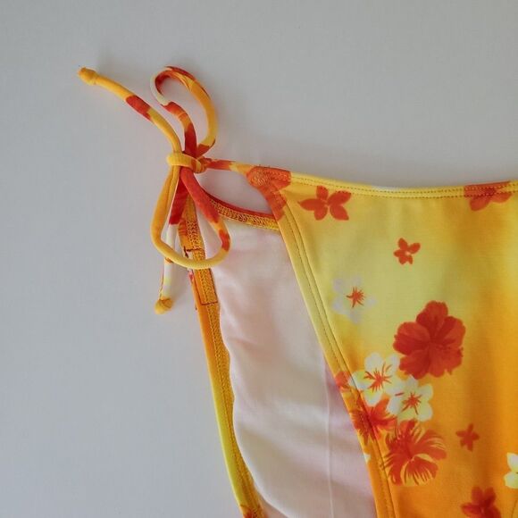 Esprit Beach Yellow Orange Tropical Floral Vintage 2 Piece Bikini Womens Medium - Picture 7 of 11